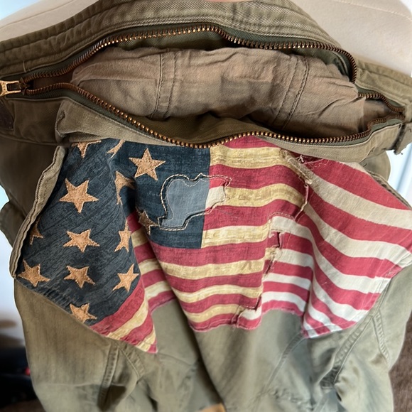 VTG Ralph Lauren Denim Supply Military American Flag Distress Jacket Medium M - Picture 9 of 9